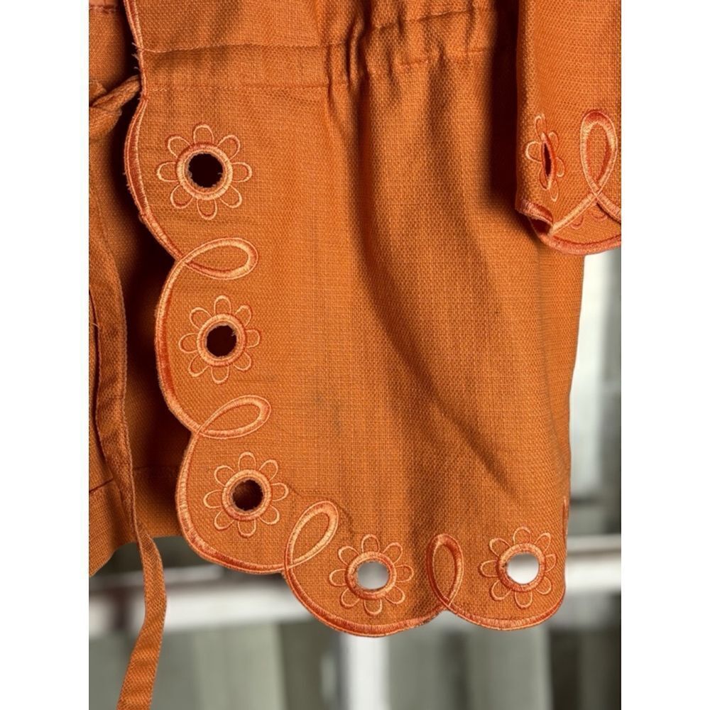 Bob Mackie Women’s Medium Orange Embroidered Front Tie Wearable Art Jacket - Picture 8 of 14
